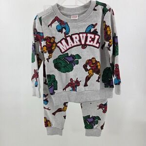 Marvel Superhero 2 Piece Boy Set Size 3T Pant Sleeve Sweatshirt Iron Man Hulk